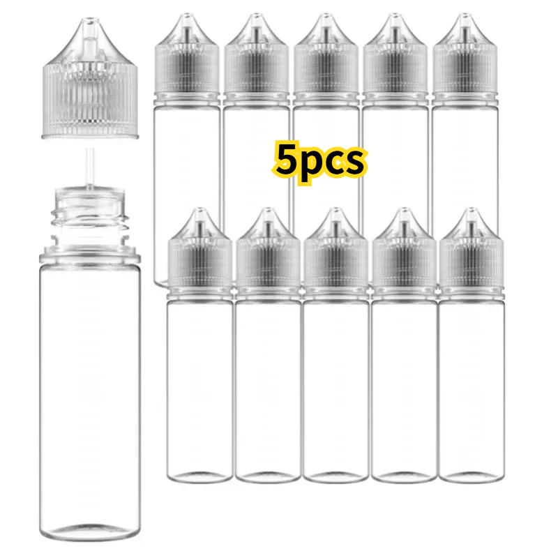 Juice Bottle Dropper - 5 adet 30ml-120ml PET şeffaf damlalıklı